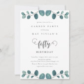 Invitation Calligraphie Eucalyptus Jardin Fête Anniversaire (Devant)