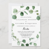 Invitation Calligraphie Eucalyptus Mariage espagnol (Devant)