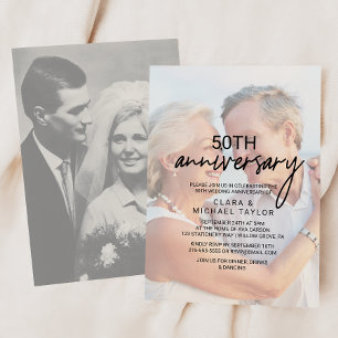 Invitation Calligraphie fantaisiste   Photo décolorée d'anniv