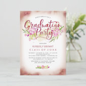 Invitation Calligraphie| Fête de graduation Floral Watercolor (Debout devant)