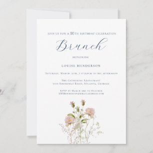 Invitation Calligraphie Fleur sauvage aquarelle 90e anniversa