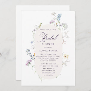 Invitation Calligraphie Fleur sauvage simple Fête des mariées