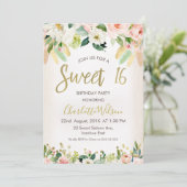 Invitation Calligraphie Floral Boho 16e anniversaire Invitati (Debout devant)