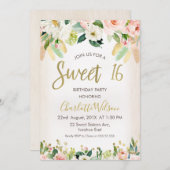 Invitation Calligraphie Floral Boho 16e anniversaire Invitati (Devant / Derrière)