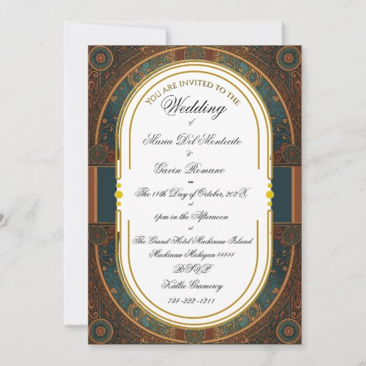 Invitation Calligraphie Florale Art Nouveau (Devant)