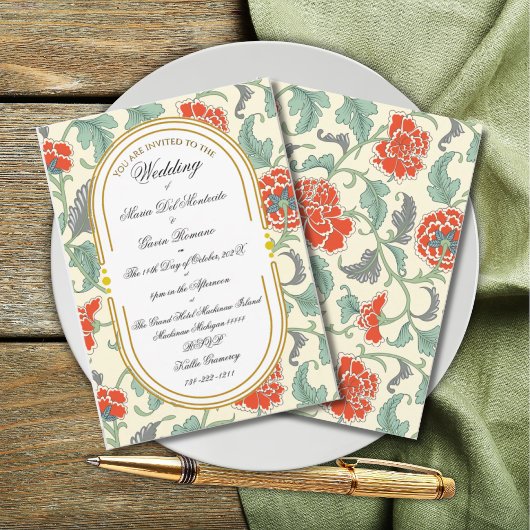 Invitation Calligraphie Florale Art Nouveau