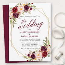 Calligraphie florale de Bourgogne Mariage géométri