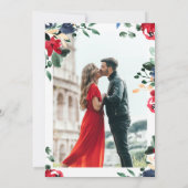 Invitation Calligraphie florale marine Bourgogne mariage phot (Dos)