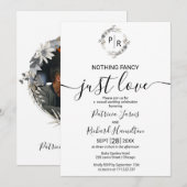 Invitation Calligraphie Florale Monogramme Photo Mariage (Devant / Derrière)