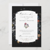 Invitation Calligraphie florale noire (Devant)