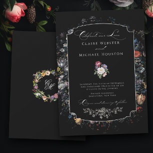 Invitation Calligraphie florale noire