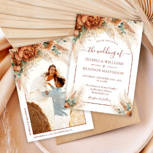 Invitation Calligraphie florale romantique élégante pour mari