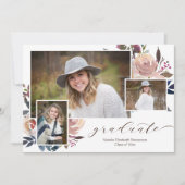 Invitation Calligraphie florale rose (Devant)