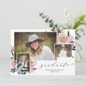 Invitation Calligraphie florale rose (Debout devant)