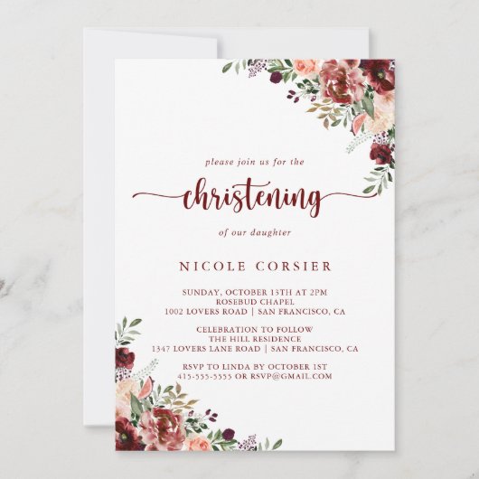 Invitation Calligraphie Florale Rustique Été (Devant)