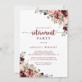 Invitation Calligraphie florale rustique été fête de retraite (Devant)