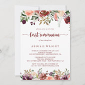 Invitation Calligraphie florale Rustique été Première communi (Devant)