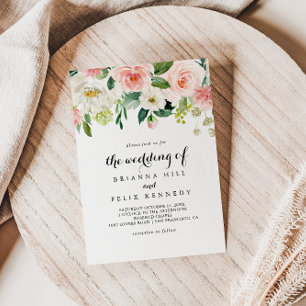 Invitation Calligraphie Florale Verte Simple Le Mariage De