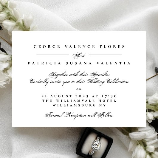 Invitation Calligraphie Formale Noire Classique Mariage Éléga