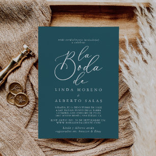 Invitation Calligraphie Formel Turquoise Blanc La Boda de Mar