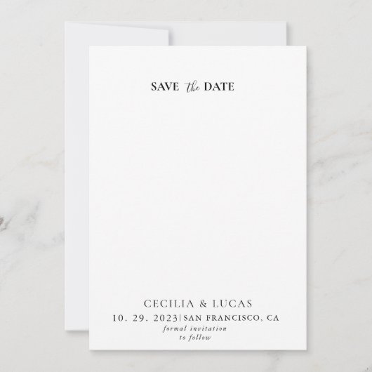 Invitation Calligraphie formelle Mariage Enregistrer la date (Devant)