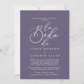 Invitation Calligraphie Formelle Purple La Boda de Mariage (Devant)