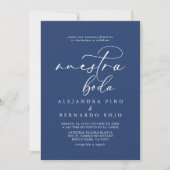 Invitation Calligraphie Formelle Royal Blue Nuestra Boda Mari (Devant)