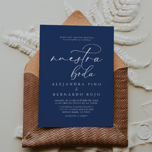 Invitation Calligraphie Formelle Royal Blue Nuestra Boda Mari