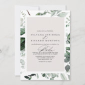 Invitation Calligraphie géométrique Verdure Mariage espagnol (Devant)