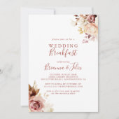 Invitation Calligraphie Graceful Floral Mariage Petit déjeune (Devant)