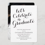 Invitation Calligraphie Graduation Party Photo noir blanc (Devant / Derrière)