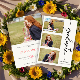 Invitation Calligraphie Graduation photo Collage Grad party