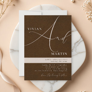 Invitation Calligraphie Grand Gras "Et" Mariage Brun Espresso