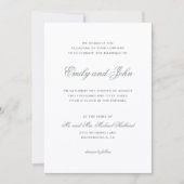 Invitation Calligraphie grise moderne Mariage minimaliste (Devant)