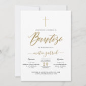 Invitation Calligraphie Invitacion De Bautizo Para Niño Or (Devant)