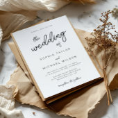 Invitation Calligraphie Joueuse moderne Mariage noir blanc