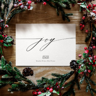 Invitation Calligraphie Joy Branded Logo Entreprise Noël