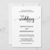 Invitation Calligraphie Kraft simple en un seul Mariage (Devant)