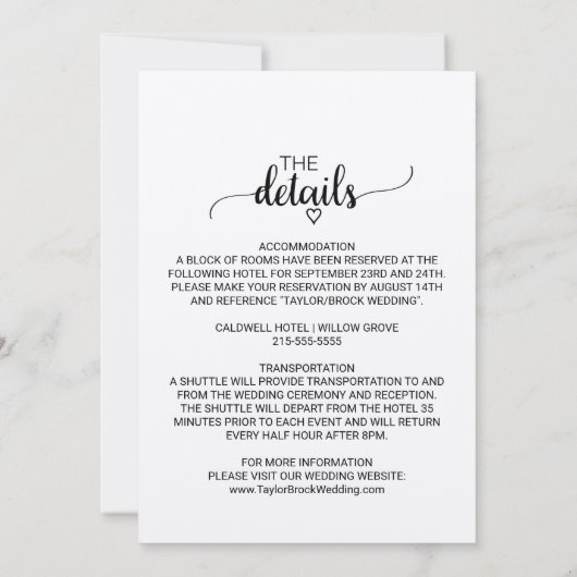 Invitation Calligraphie Kraft simple en un seul Mariage (Dos)