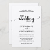 Invitation Calligraphie Kraft simple en un seul Mariage (Devant / Derrière)