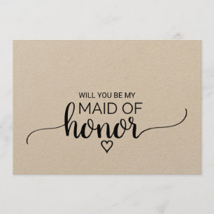 Invitation Calligraphie Kraft Simple Maid Of Honor Propositio
