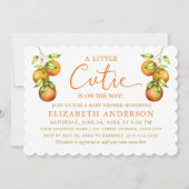 Invitation Calligraphie Little Cutie Baby shower Oranges d'or (Devant)