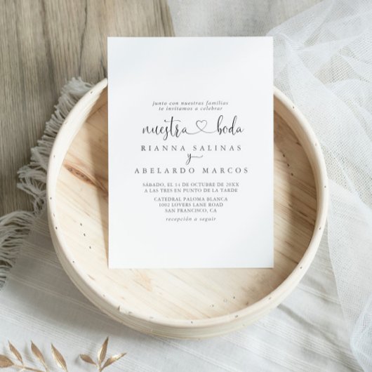 Invitation Calligraphie Love Script fantaisie Nuestra Boda Ma