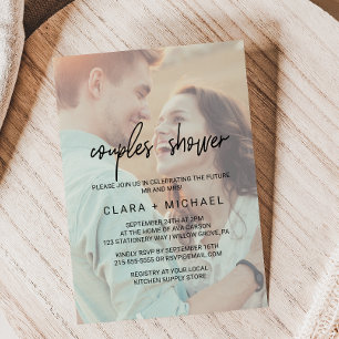 Invitation Calligraphie lunaire Douche Couples photo défraî