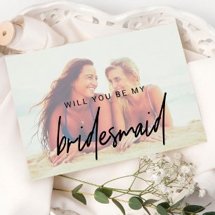 Invitation Calligraphie lunaire Faded Photo Bridesmaid