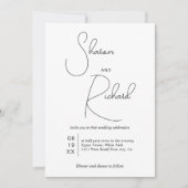 Invitation Calligraphie lunaire noir blanc mariage photo (Devant)