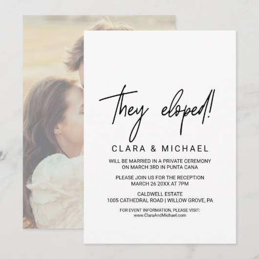 Invitation Calligraphie lunaire | Photo De Soutien Qu'Ils Ont (Devant / Derrière)