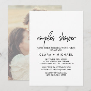 Invitation Calligraphie lunaire Photo Retour Couples Douche