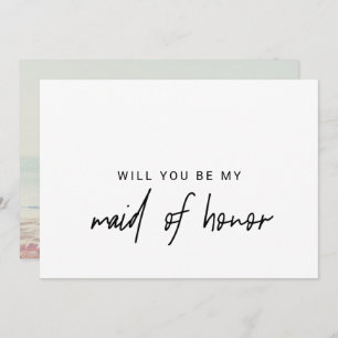 Invitation Calligraphie lunaire Photo Retour Maid Of Honor