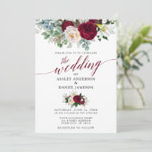 Invitation Calligraphie mariage Bourgogne Flore verte (Debout devant)